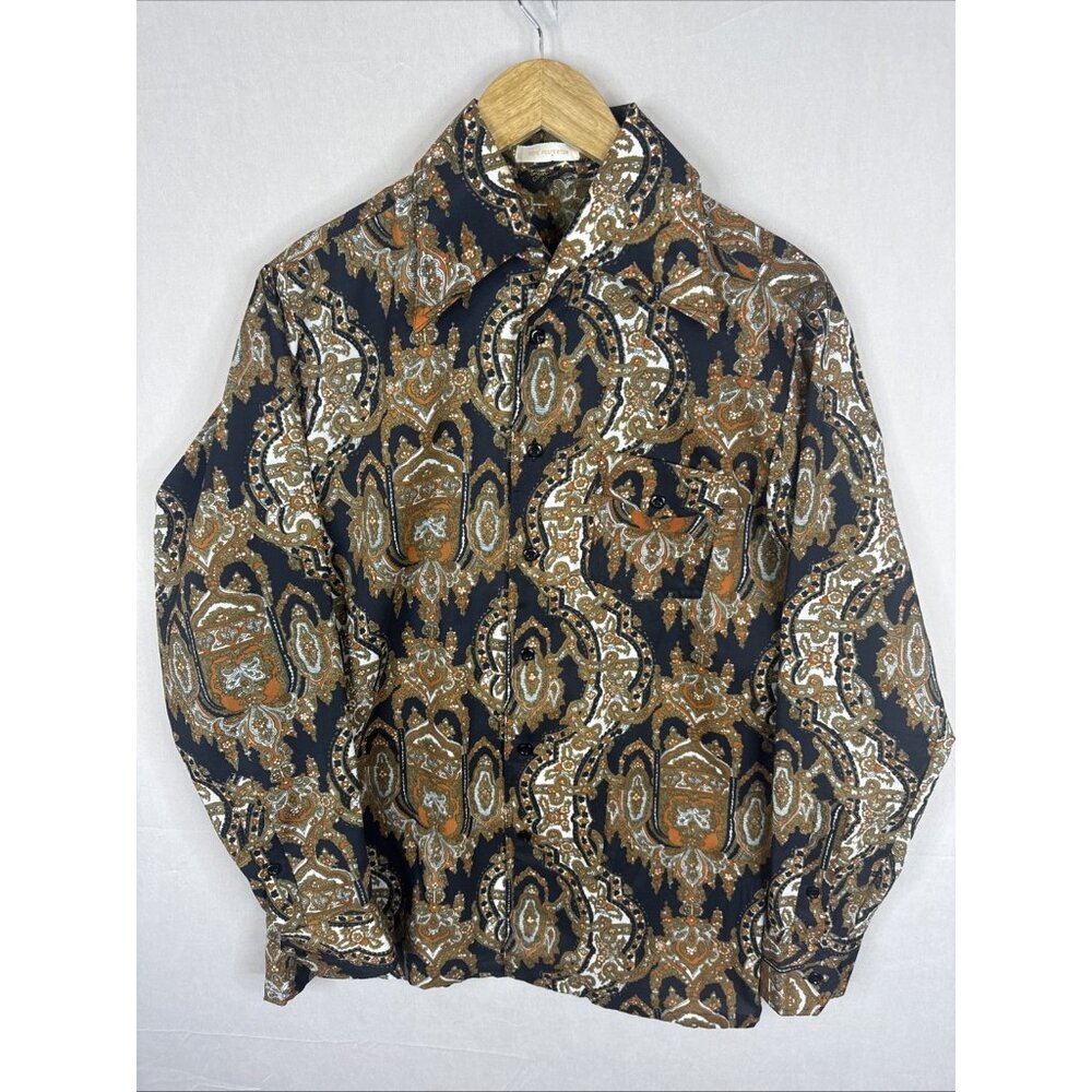 Vintage JCPenney Towncraft Designer Collection Paisley‎ Shirt Mens M 70s Disco